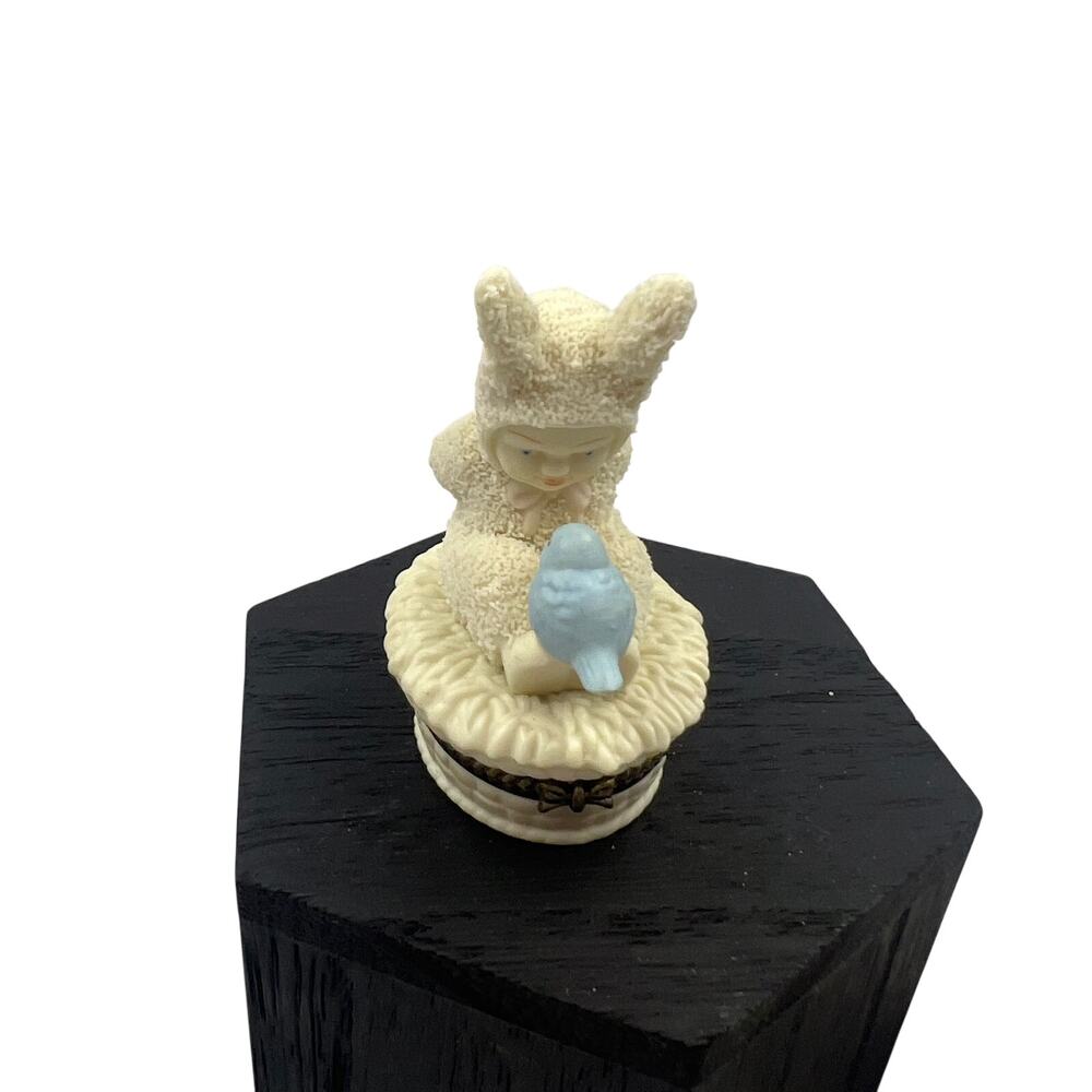 Dept 56 Snow Babies “Tweet tweet tweet” Miniature Trinket Bisque Porcelain Box
